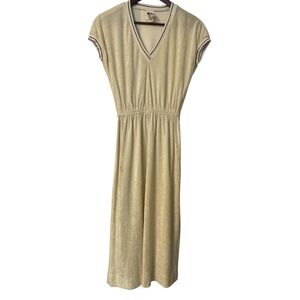 Vintage 70s Jody T of California Arnel Triacetate Striped Midi Dress Sz 11 (S/M)